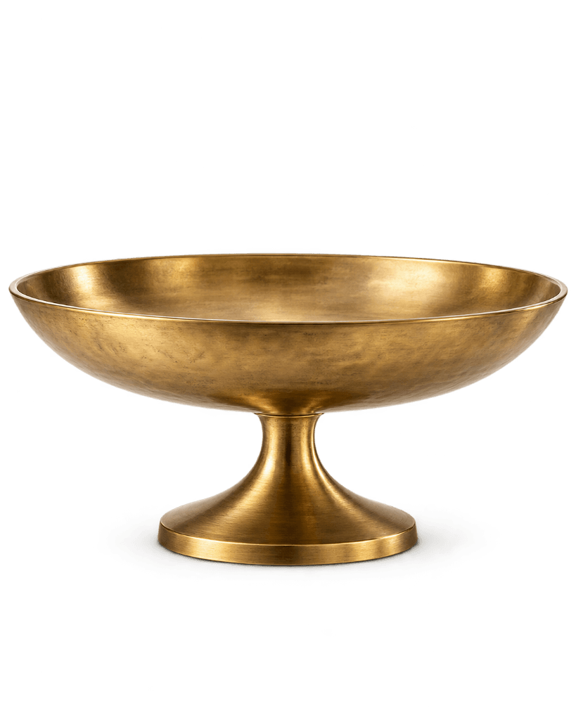 Centro de mesa em metal dourado